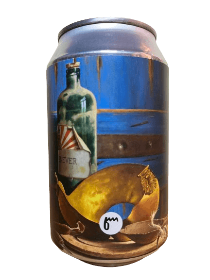 Etiket van Floem Grunnegs Gold Tripel met een schilderij van een goudkleurig Gronings koperen oorijzer, een fles Groningse jenever en droge worst.